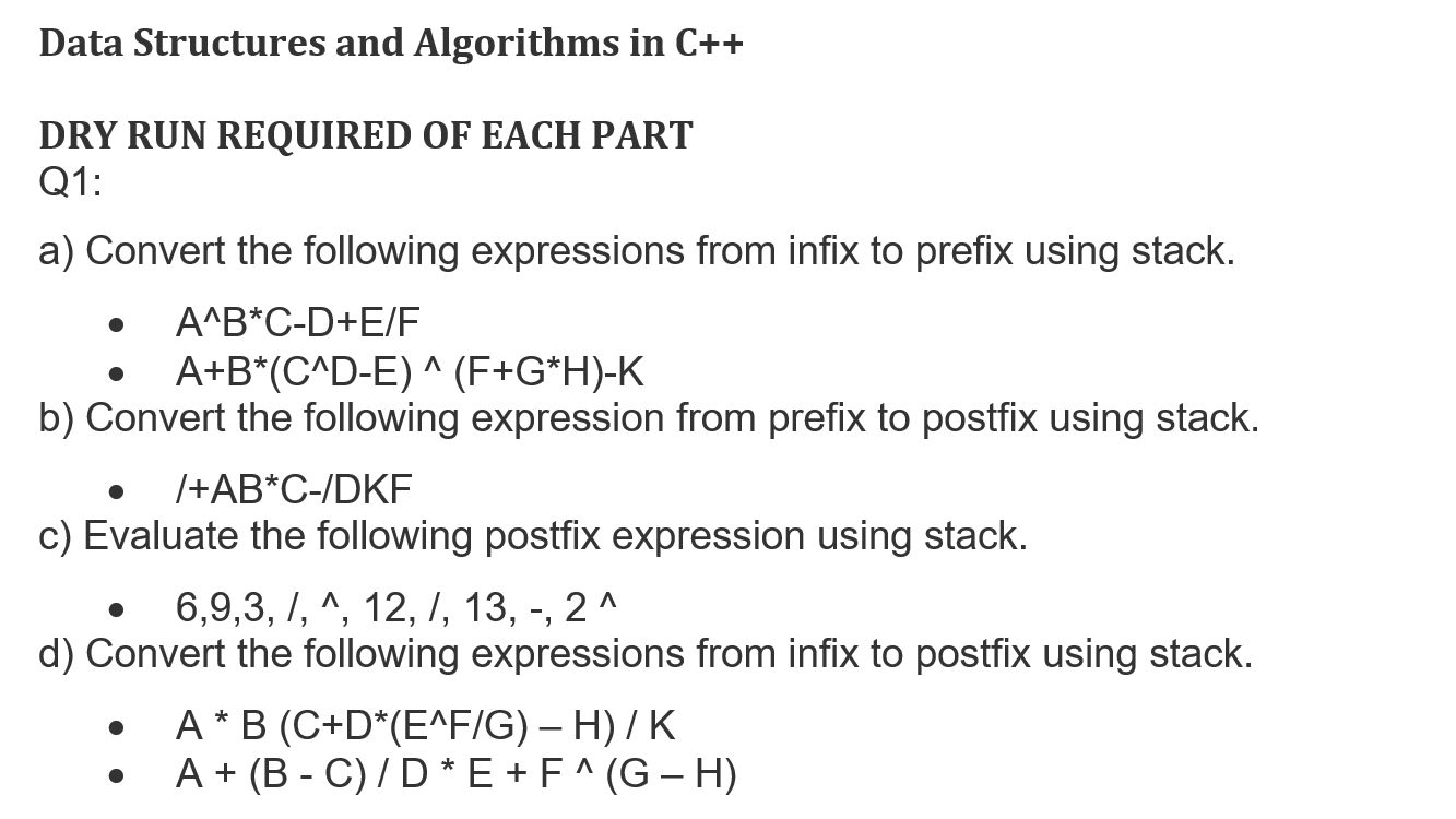 Solved Data Structures and Algorithms in C++ DRY RUN | Chegg.com