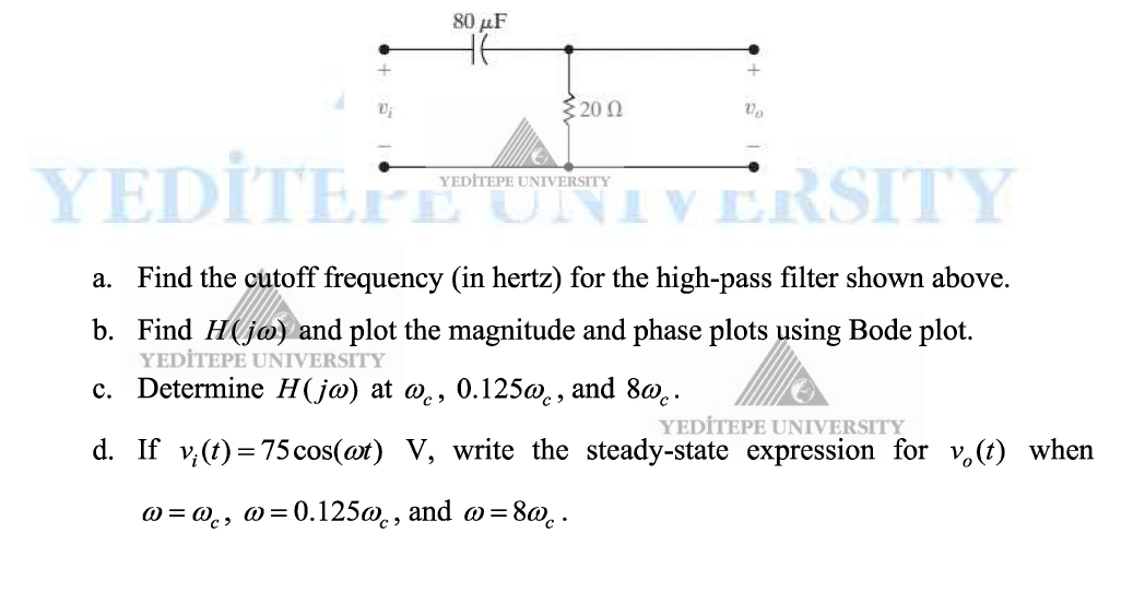 a. ﻿Find the cutoff frequency (in hertz) ﻿for the