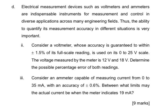 Solved D. Electrical Measurement Devices Such As Voltmeters | Chegg.com