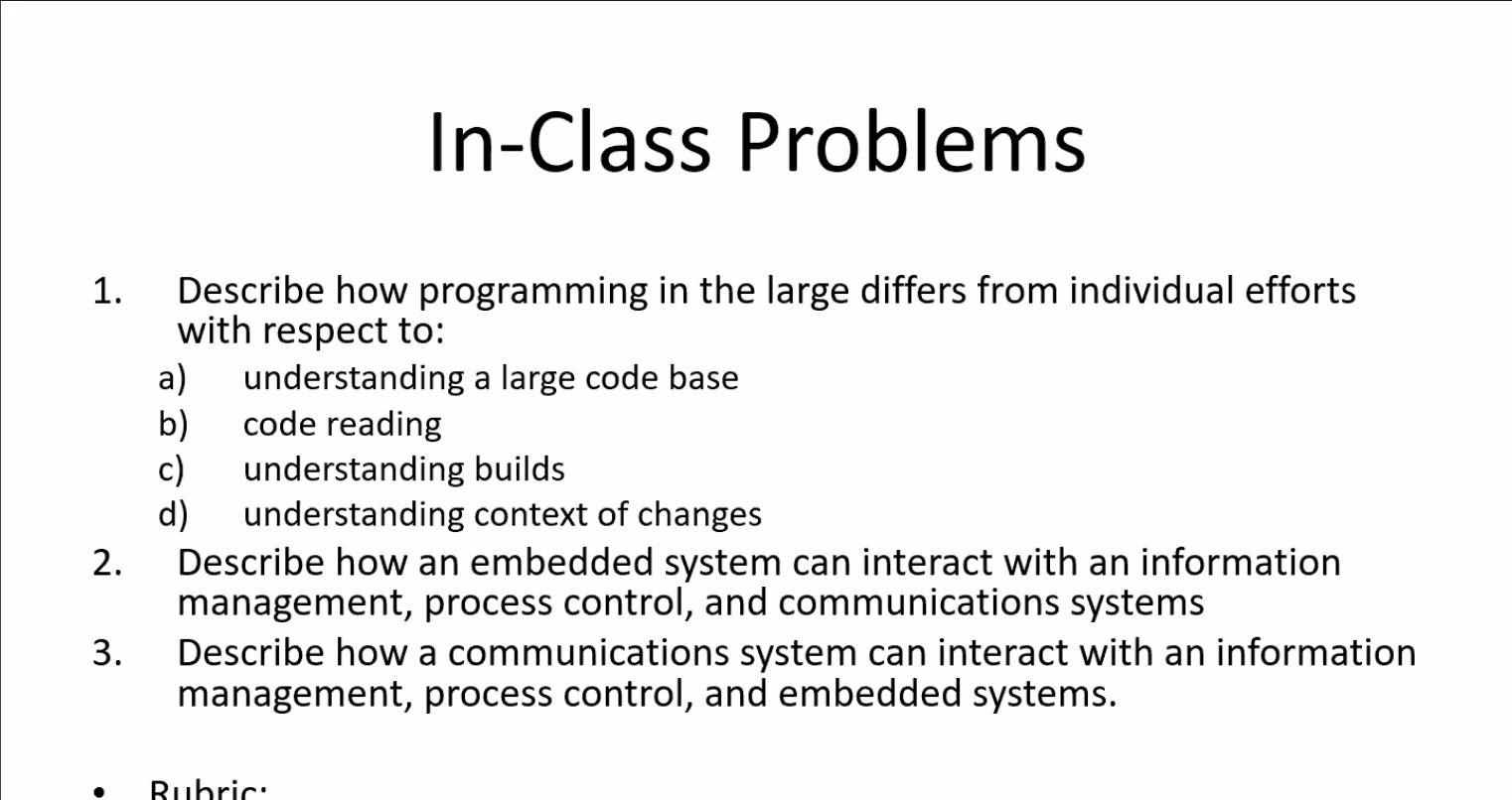 Solved In-Class Problems 1. Describe how programming in the | Chegg.com