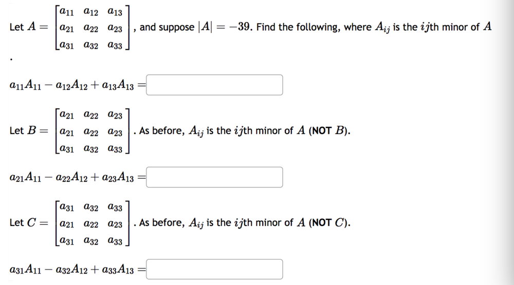 Solved Let A=⎣⎡a11a21a31a12a22a32a13a23a33⎦⎤, and suppose | Chegg.com