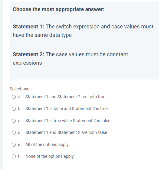 Solved Choose the most appropriate answer Statement 1 The