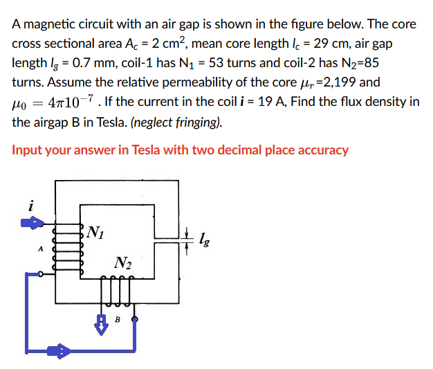 Solved A magnetic circuit with an air gap is shown in the | Chegg.com