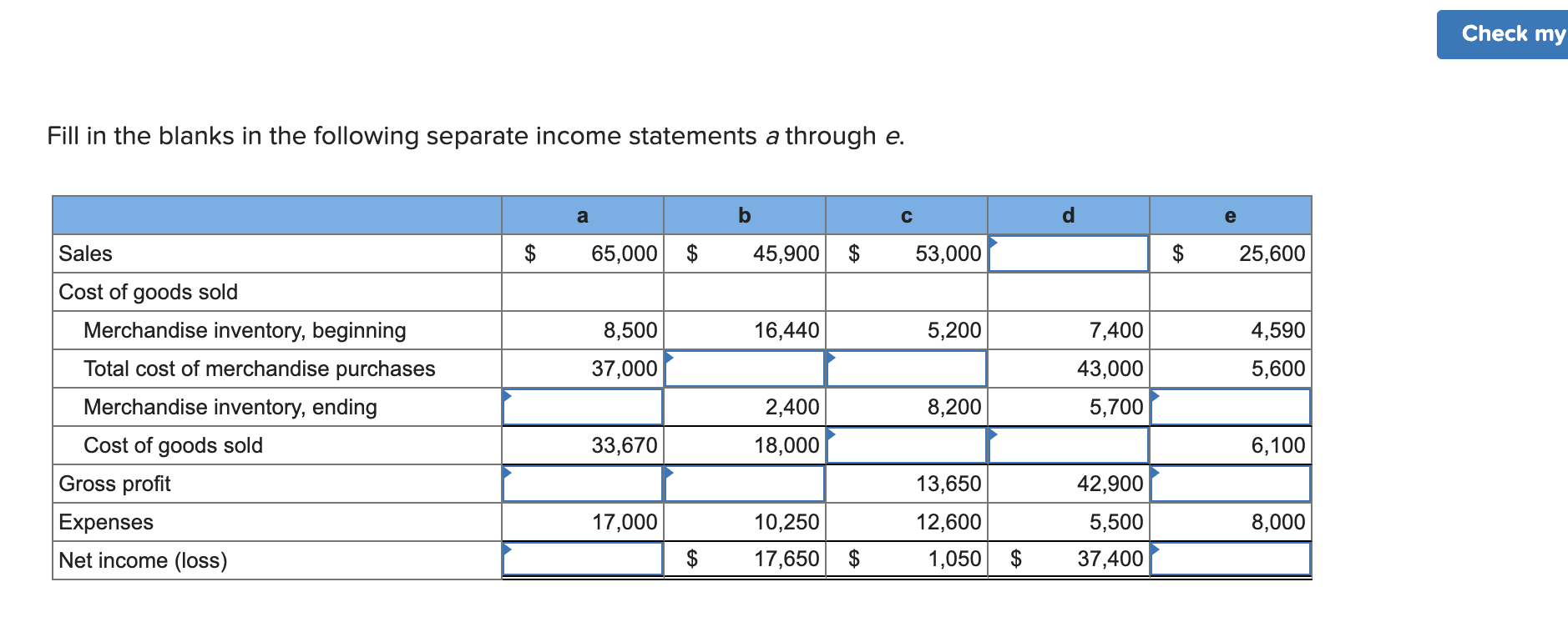 Solved Fill in the blanks in the following separate income | Chegg.com