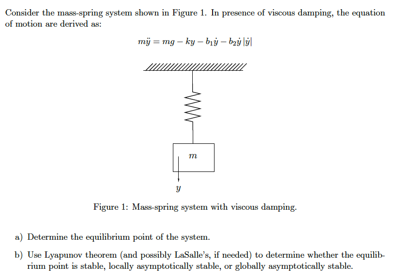 Solved Consider The Mass Spring System Shown In Figure 1 In 0637