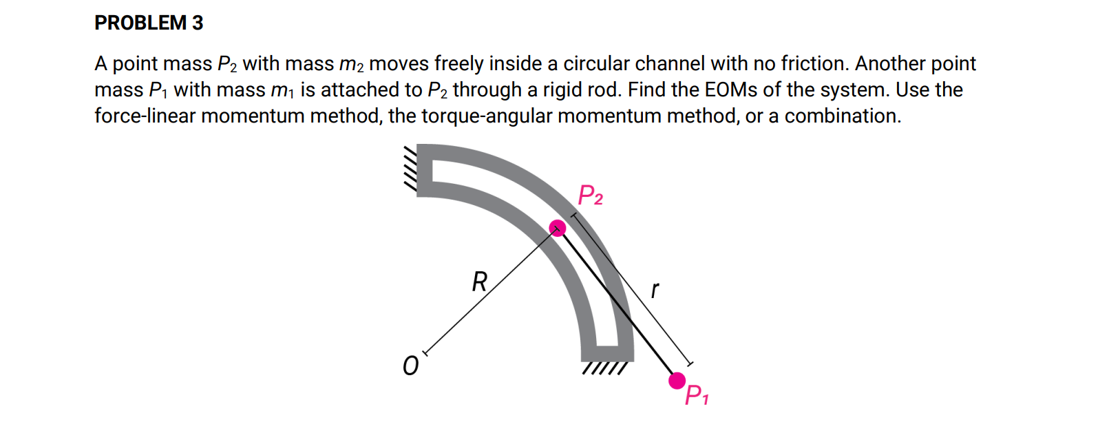 Solved PROBLEM 3 A point mass P2 with mass m2 moves freely | Chegg.com