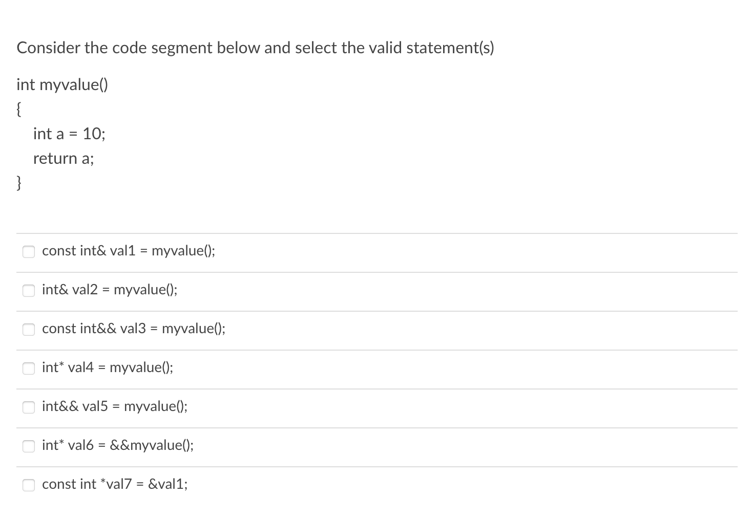 Solved Consider The Code Segment Below And Select The Valid