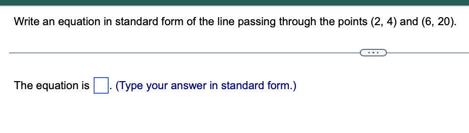 Solved Write an equation in standard form of the line | Chegg.com