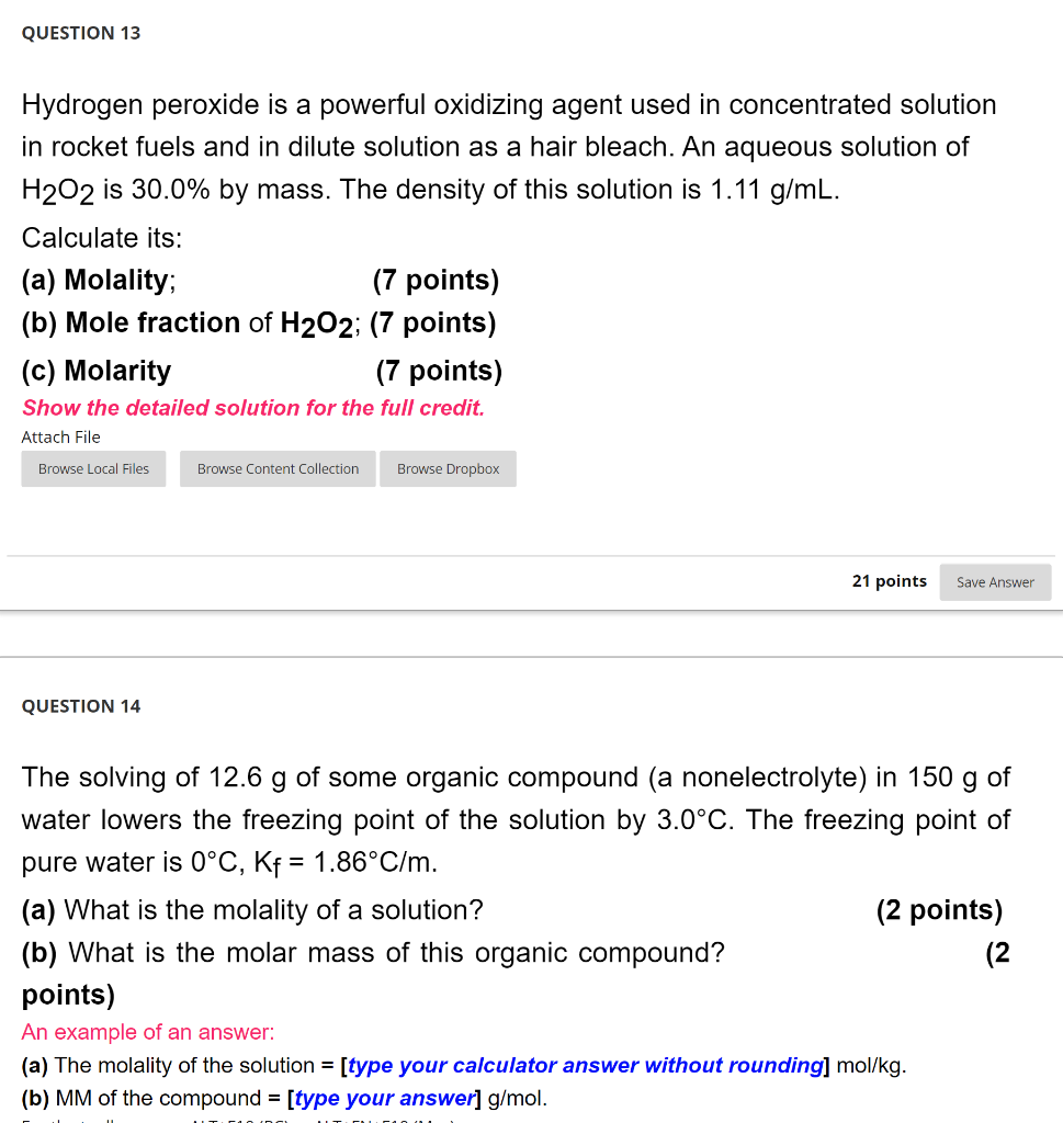 Solved QUESTION 13 Hydrogen peroxide is a powerful oxidizing