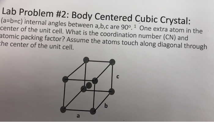Solved Lab Problem #1: For the Cubic Crystal (a-b-c), | Chegg.com