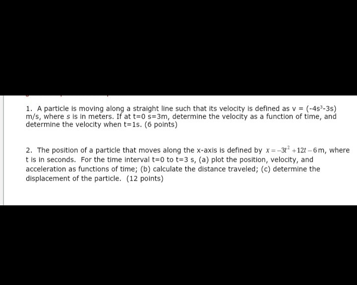 Solved: A Particle Is Moving Along A Straight Line Such Th ...