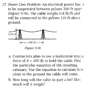 27. Power Line Problem: An electrical power line 3 to | Chegg.com