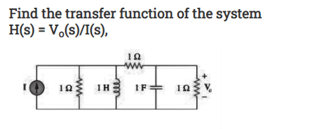 Solved Find the transfer function of the system H(s) = | Chegg.com