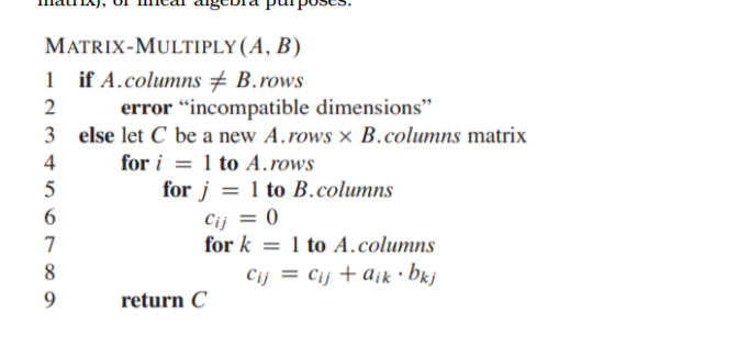 Solved MATRIX-MULTIPLY (A, B) 1 if A.columns + B.rows 2 | Chegg.com