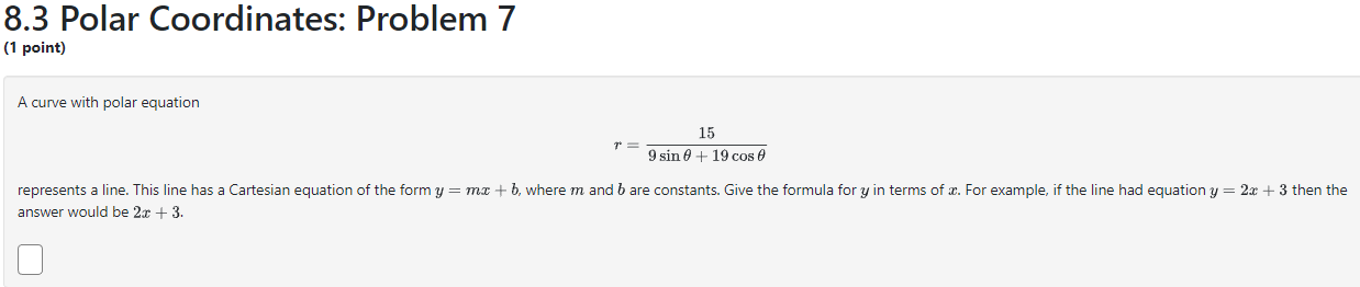 Solved 8.3 Polar Coordinates: Problem 6 (1 Point) Find A | Chegg.com