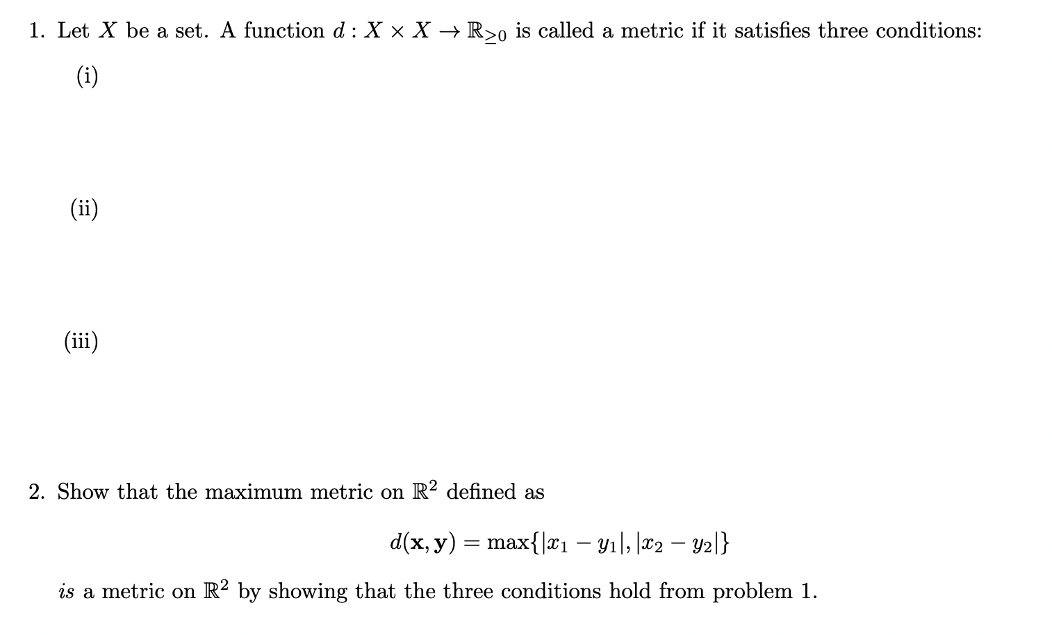 Solved 1 Let X Be A Set A Function D X X X → R20 Is