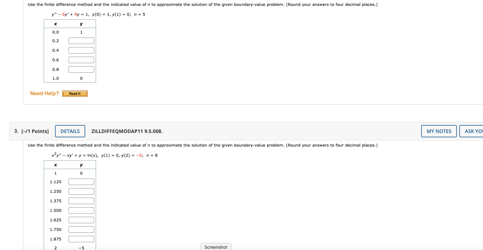 Solved Use the finite difference method and the indicated | Chegg.com