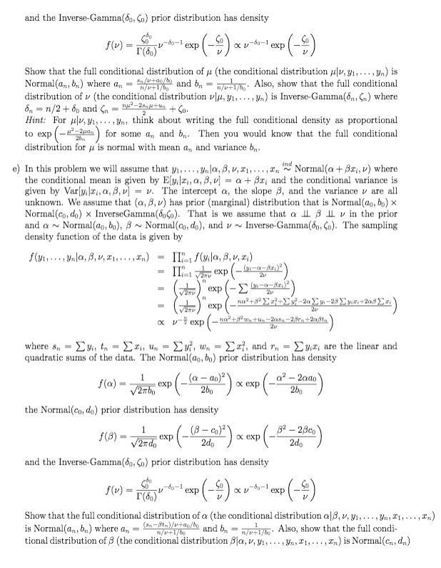 Solved Question 1 (Conjugate Bayes Models Theory): Preamble: | Chegg.com