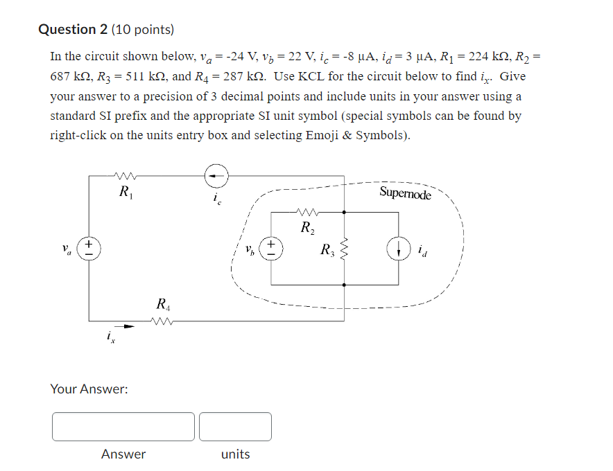 Solved In the circuit shown below, va=−24 V,vb=22 | Chegg.com