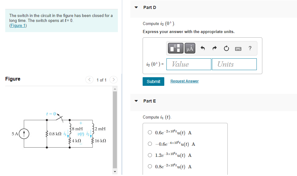 Solved The switch in the circuit in the figure has been | Chegg.com