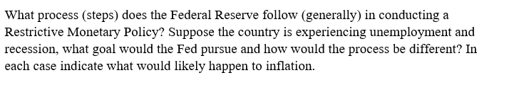 Solved What process (steps) does the Federal Reserve follow | Chegg.com