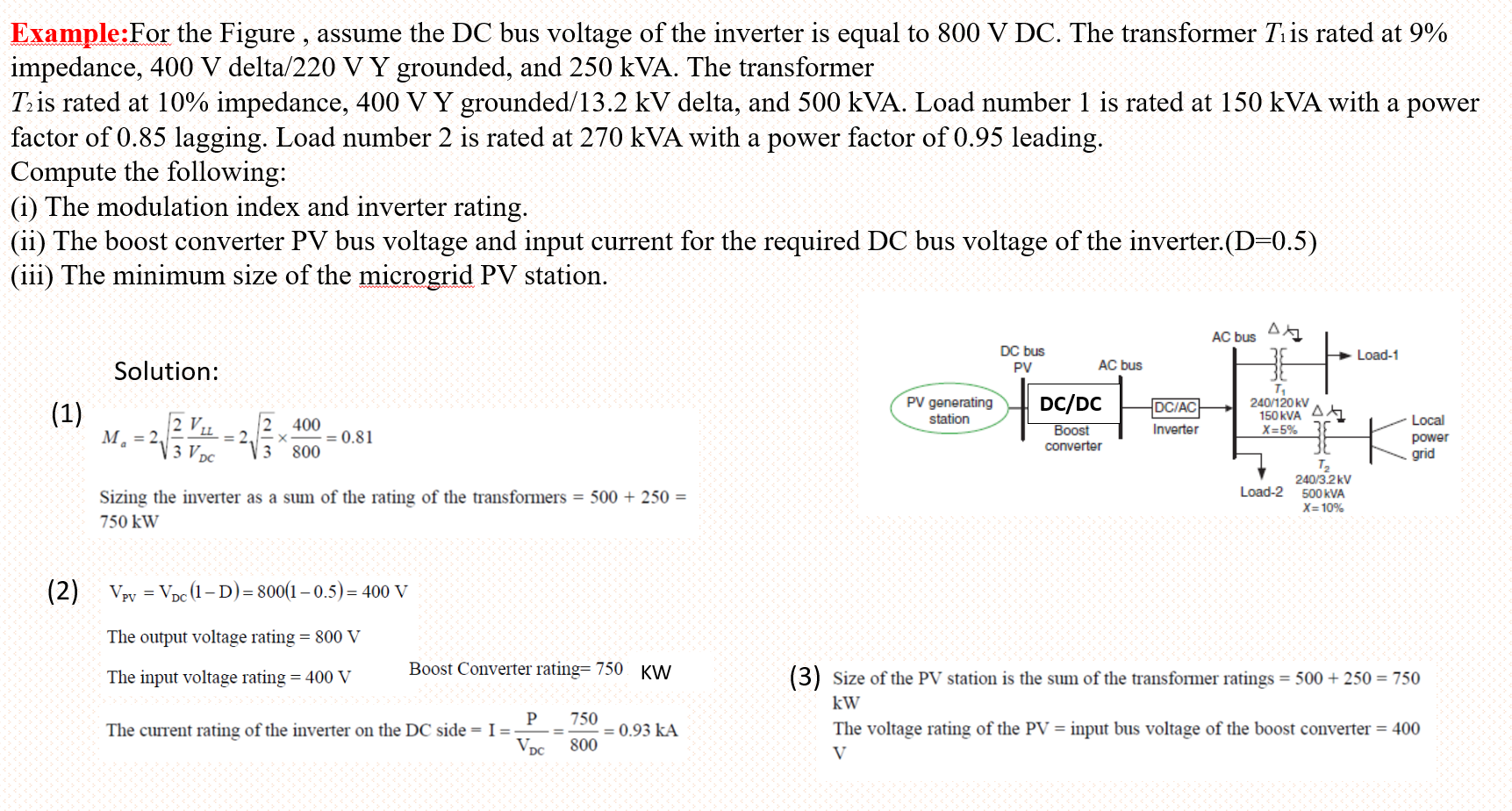 Solved ExampleFor The Figure , Assume DC Bus Voltage Of 