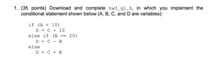 1. (35 points) Download and complete hw3_01.s, in | Chegg.com