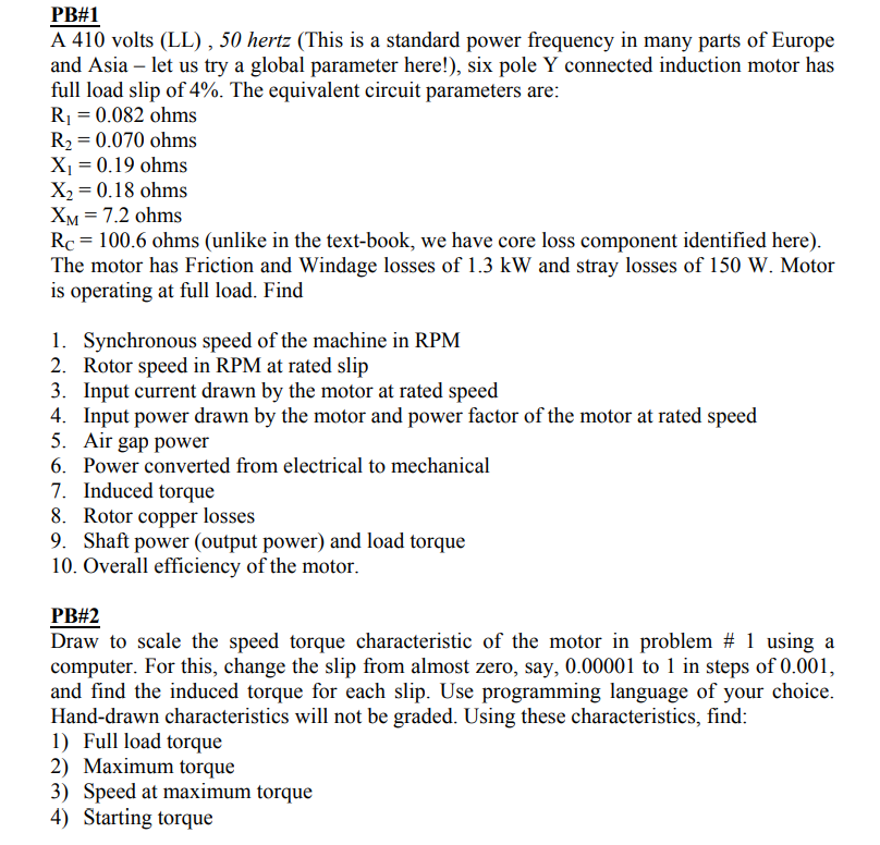 Solved full load slip of 4. The equivalent circuit