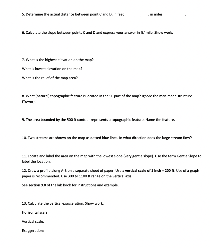 Solved Topographic Map Exercise ESC 1000 L Scale =162,500