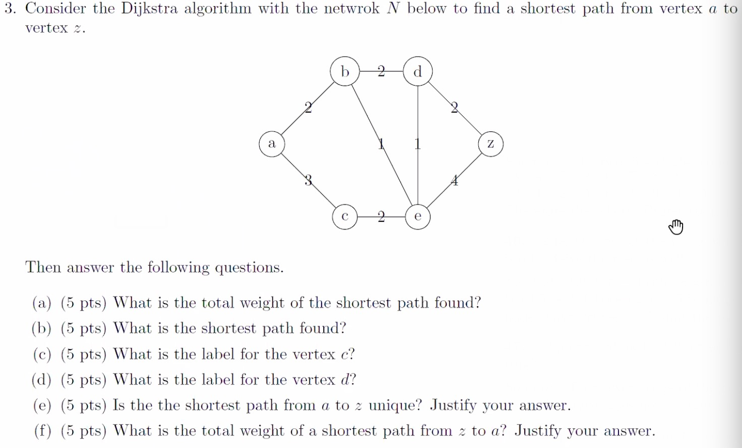 Solved 3. Consider the Dijkstra algorithm with the netwrok N | Chegg.com