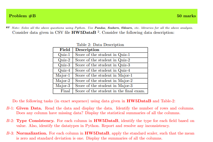 Solved Problem #B 50 marks Note: Solve all the above | Chegg.com
