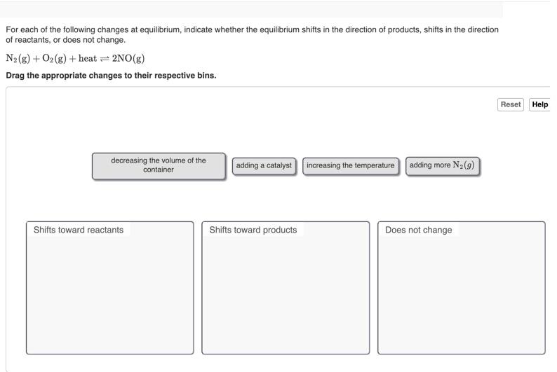 Solved For each of the following changes at equilibrium, | Chegg.com