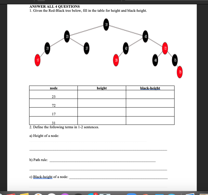 Solved ANSWER ALL 4 QUESTIONS 1. Given the Red-Black tree | Chegg.com
