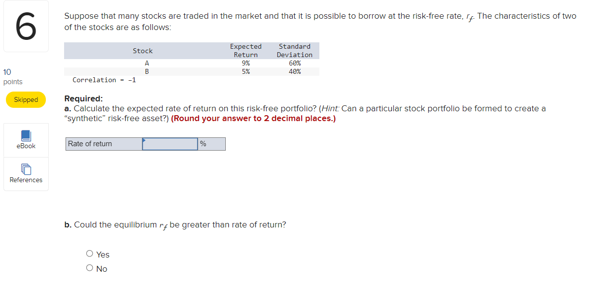 Solved 6 Suppose that many stocks are traded in the market | Chegg.com