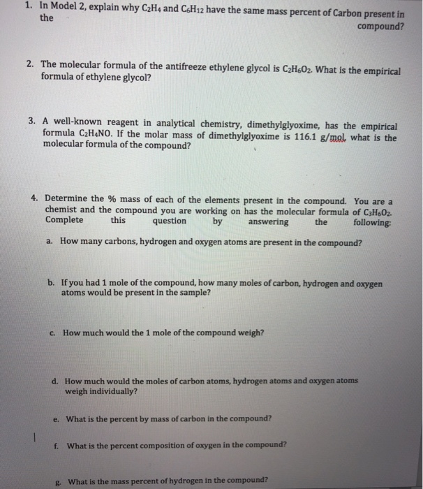 Solved Empirical and Molecular Formulas Empirical formula of