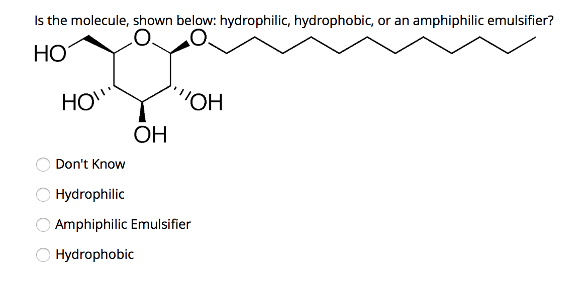 Solved Is the molecule, shown below hydrophilic,