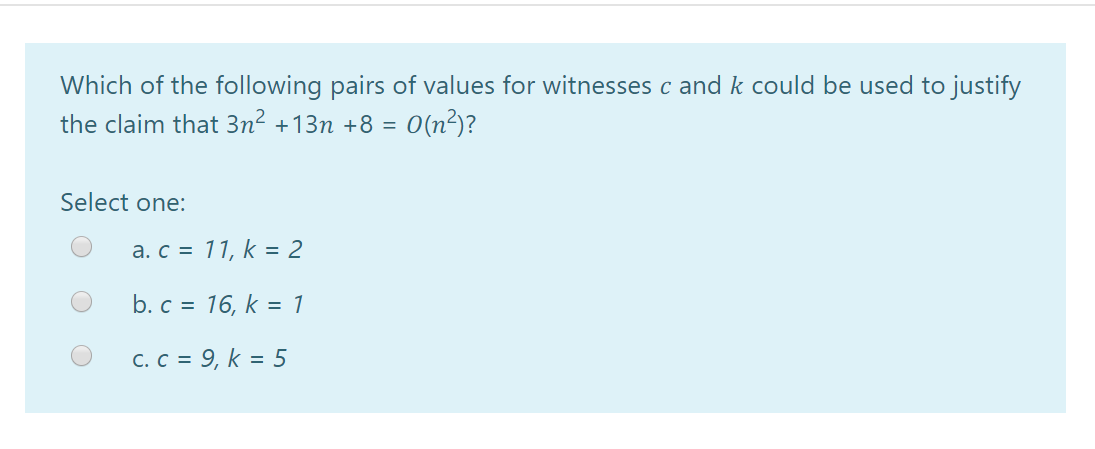 Solved Which Of The Following Pairs Of Values For Witness Chegg Com