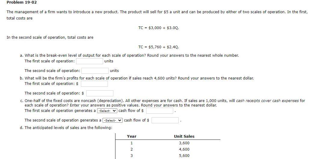 Solved Problem 19-02 The management of a firm wants to | Chegg.com