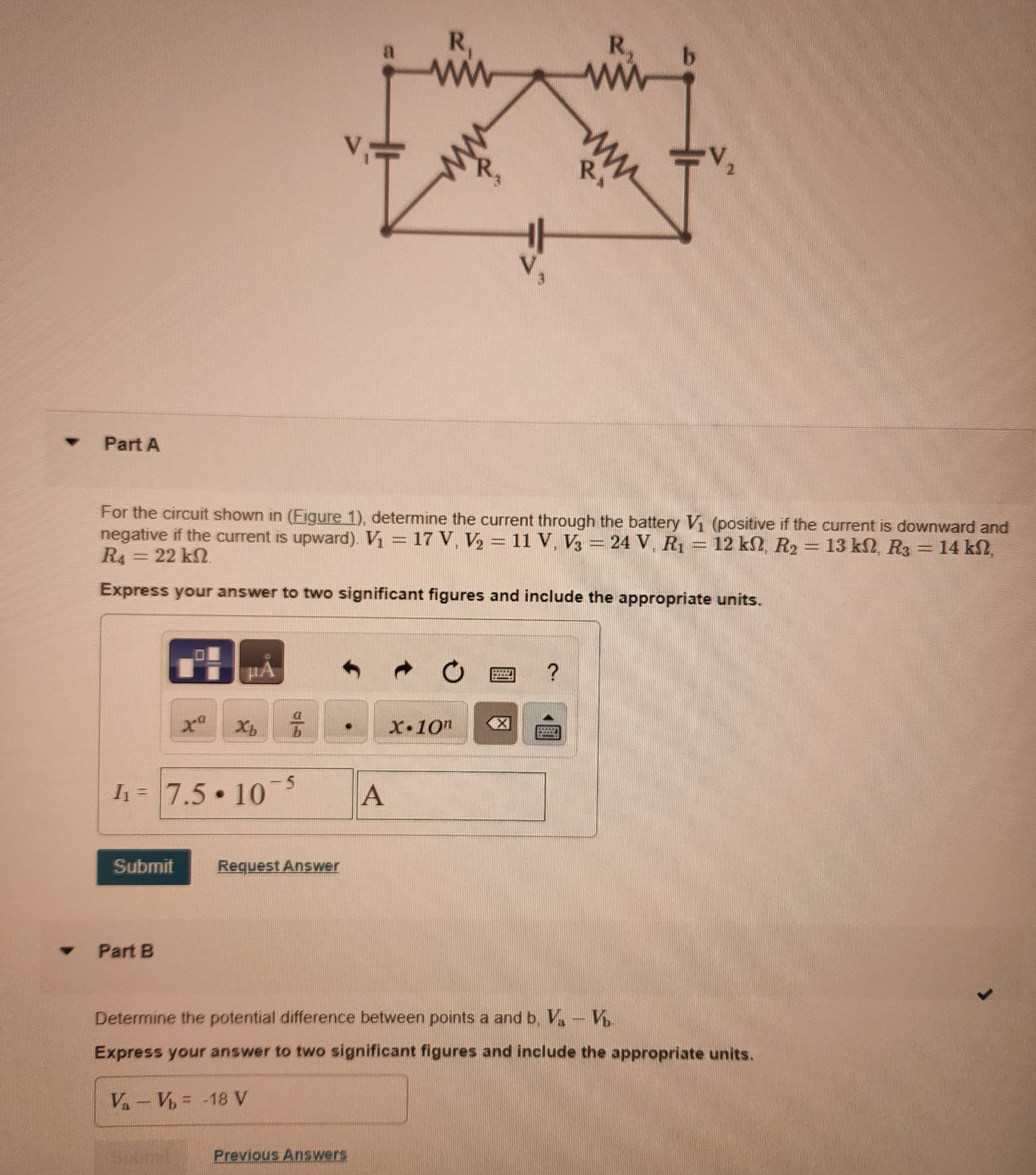 Solved For the circuit shown in (Figure 1), determine the | Chegg.com