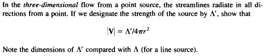 Solved In the three-dimensional flow from a point source, | Chegg.com