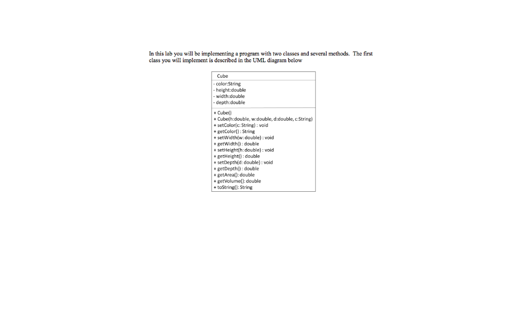 Solved IN JAVA Most of these are self-explanatory, with the | Chegg.com