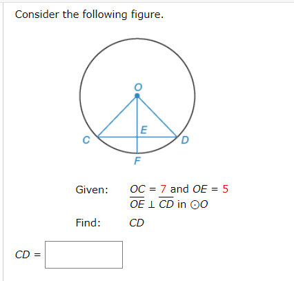 Solved Consider the following figure. Given: OEOC⊥CD7 and | Chegg.com