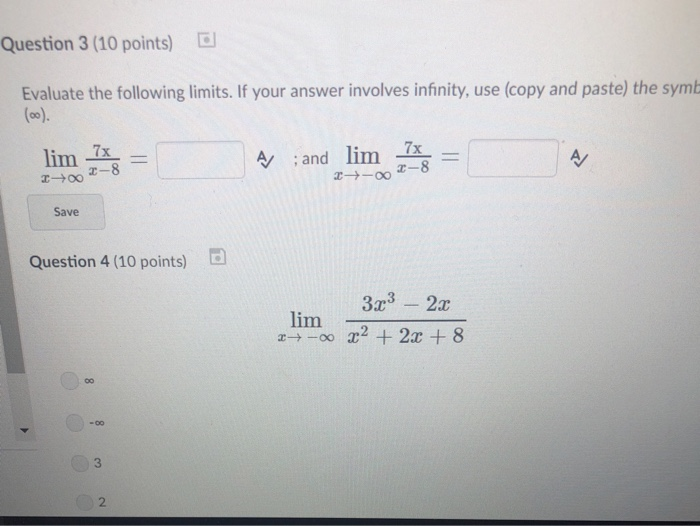 Solved Question 3 (10 points) Evaluate the following limits. | Chegg.com