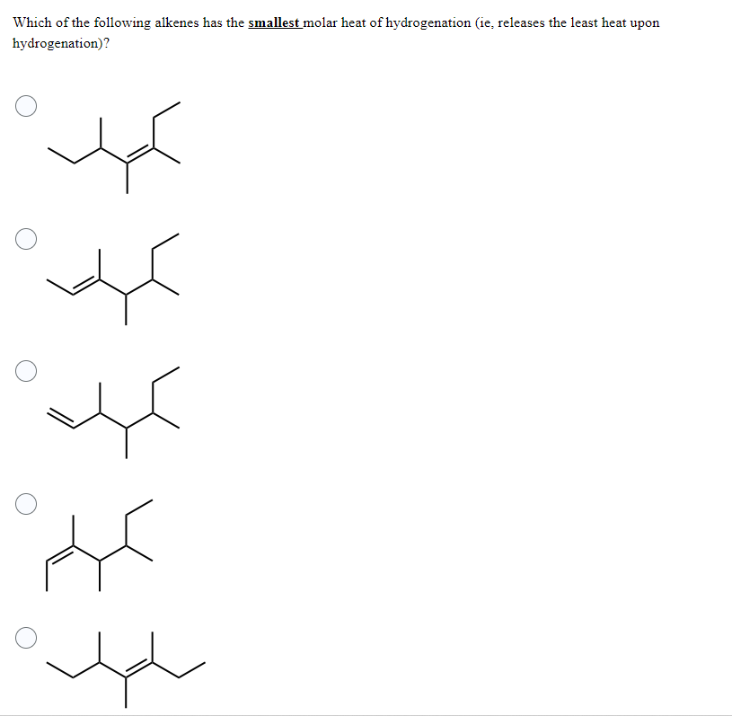 solved-which-of-the-following-alkenes-has-the-smallest-molar-chegg