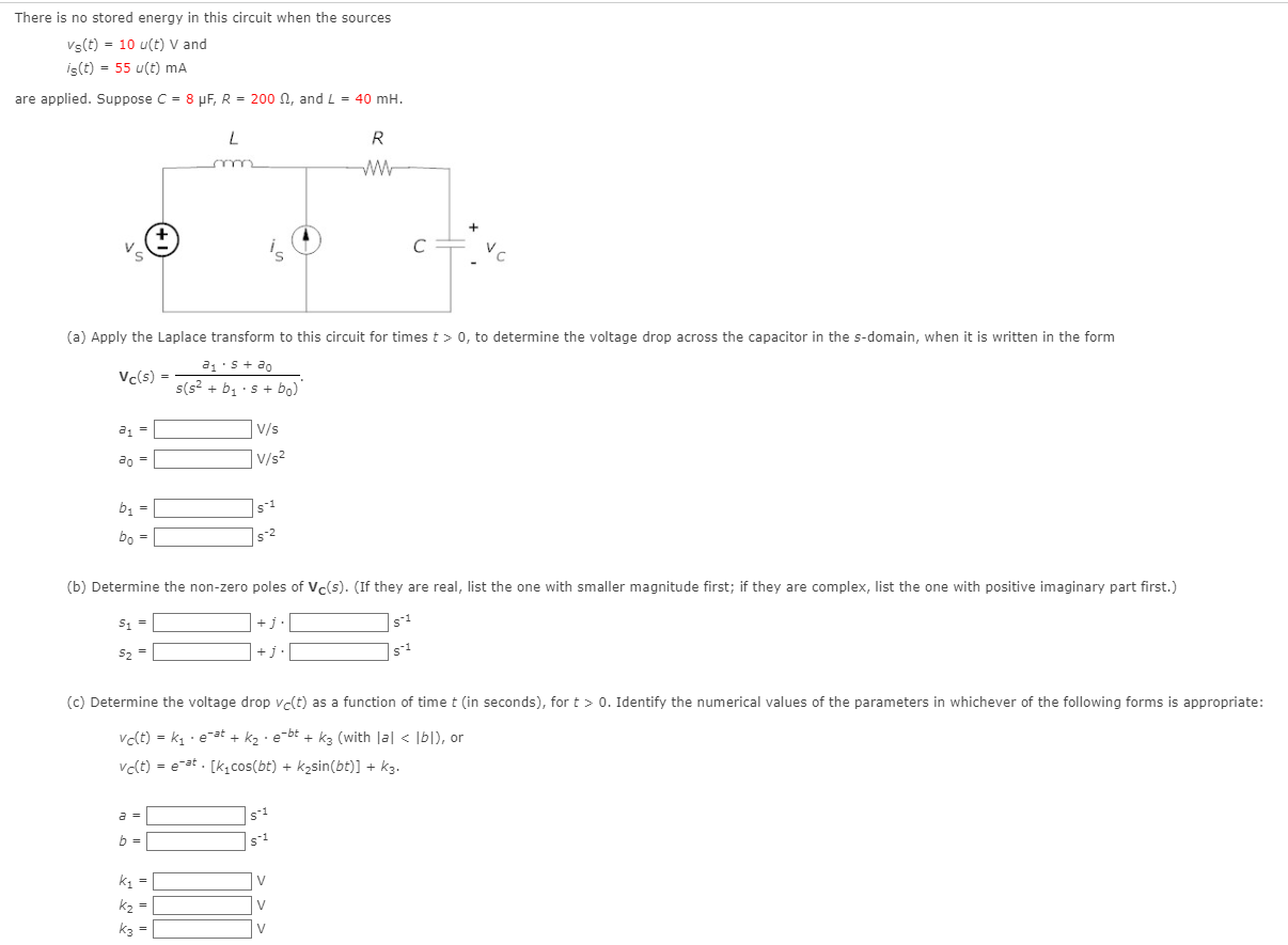 Solved There is no stored energy in this circuit when the | Chegg.com