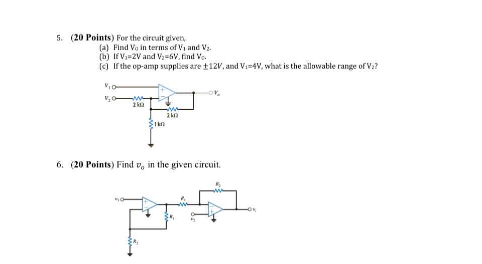 Solved 5. (20 Points) For The Circuit Given, (a) Find V0 In | Chegg.com