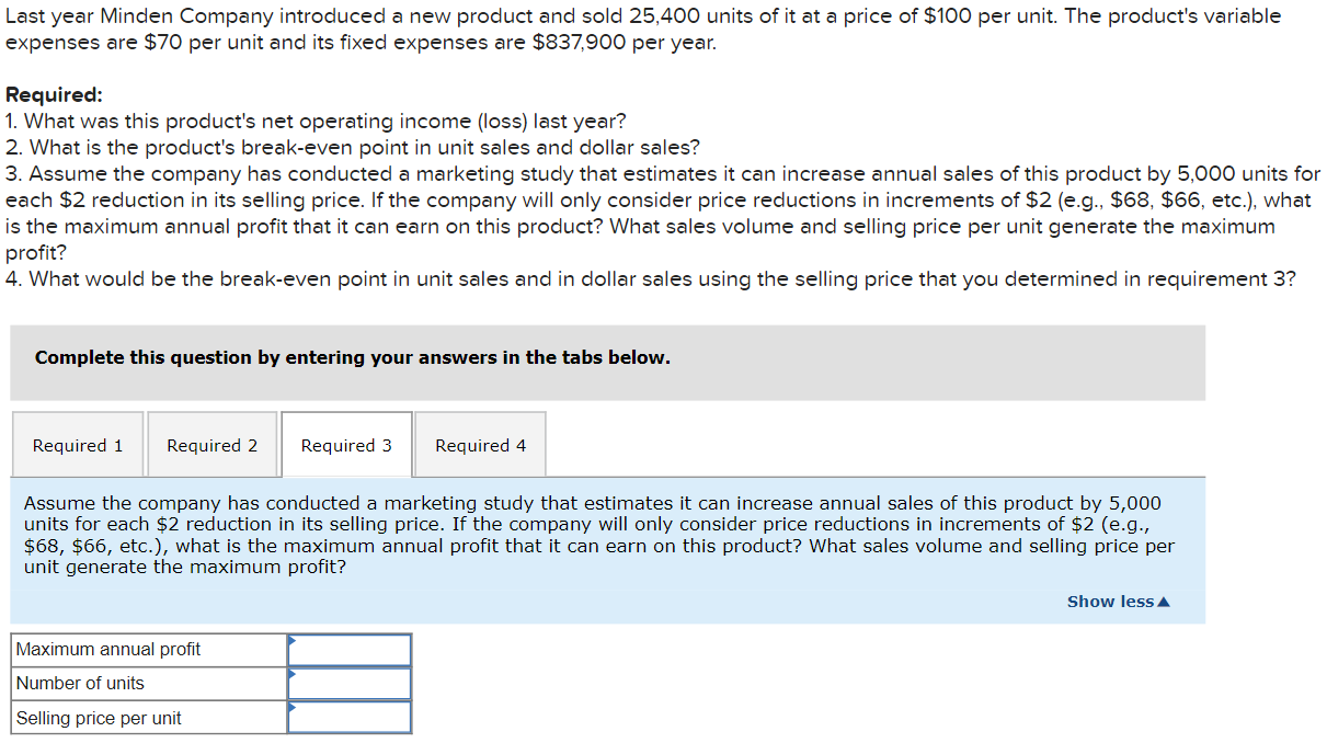 Solved What is the annual profit? What is the number of | Chegg.com