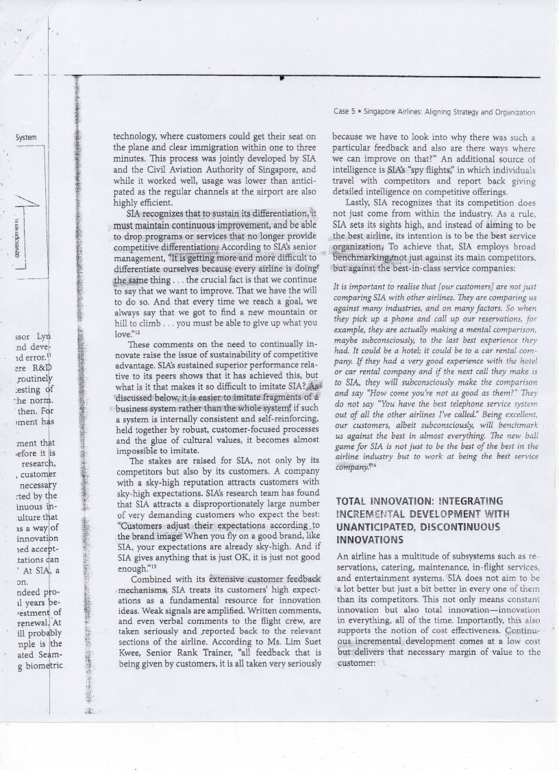 Singapore Airlines Case Summary