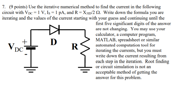 Solved 7. (9 points) Use the iterative numerical method to | Chegg.com