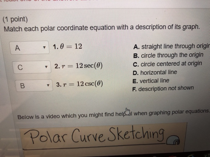 Solved: (1 Point) Match Each Polar Coordinate Equation Wit... | Chegg.com